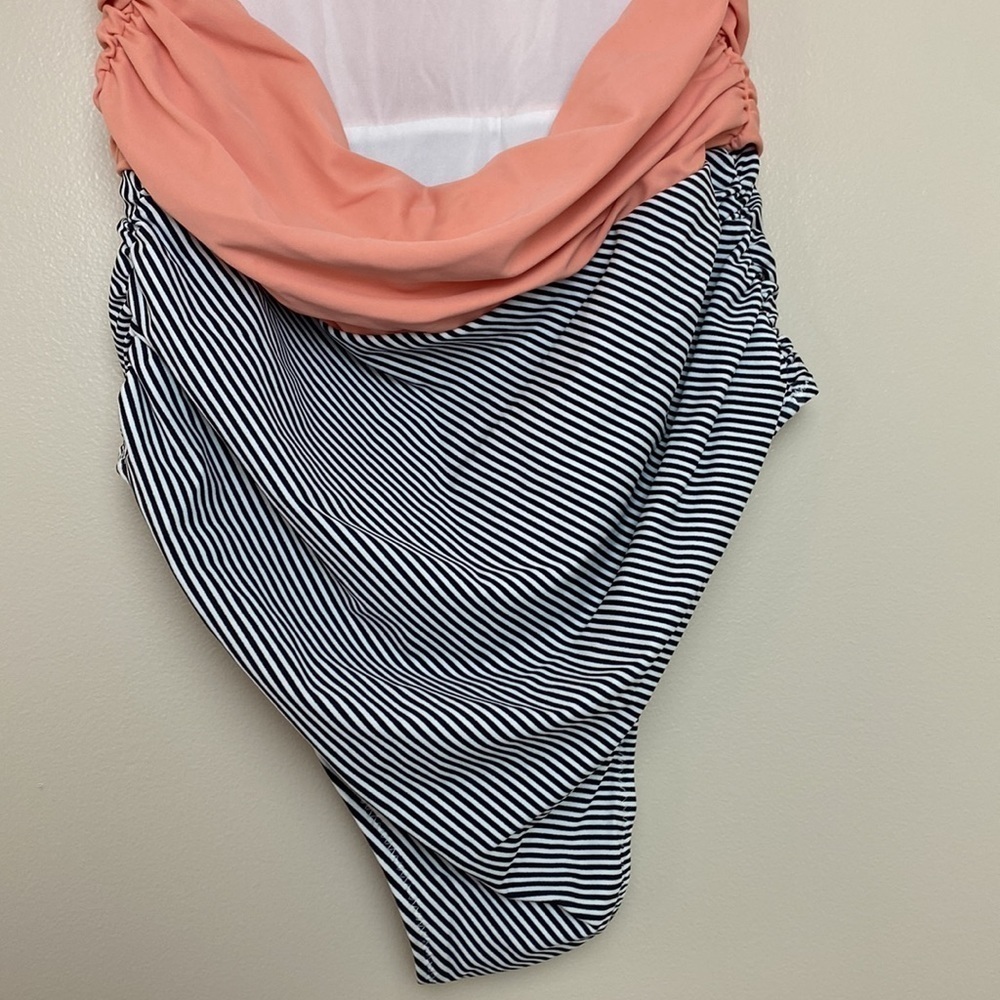 Cupshe Keeping You Accompanied Stripe One-Piece Halter Swimsuit Size M Coral - Picture 8 of 11